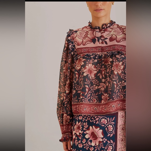 NWT Farm Rio Team Ainika Charm Long Sleeve Blouse - Picture 4 of 4